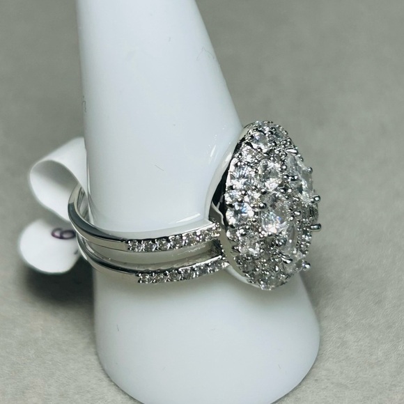 Bomb Part diamond cubic zirconia ring on Rodium plating size 9 New - Picture 3 of 10